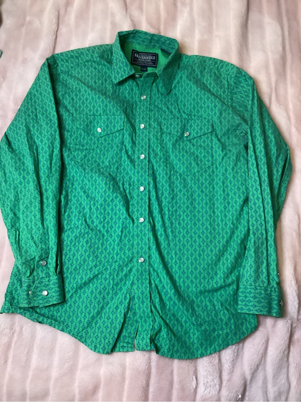 Panhandle Slim Girl's Bright Green Printed Western Button-Up Shirt